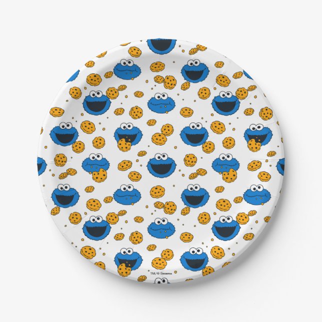 Assiettes En Carton Cookie Monster | C est pour Cookie Pattern (Devant)