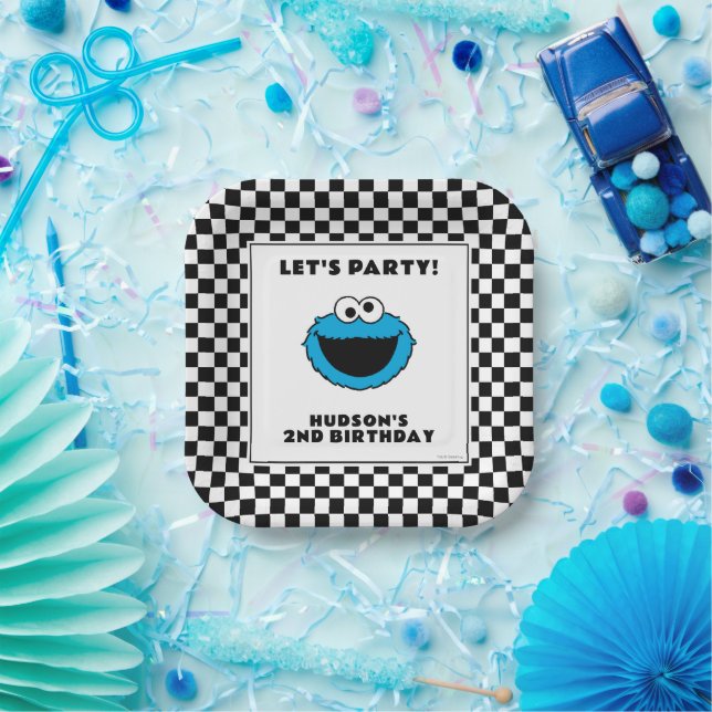 Assiettes En Carton Cookie Monster Checkerboard Birthday (Fête)