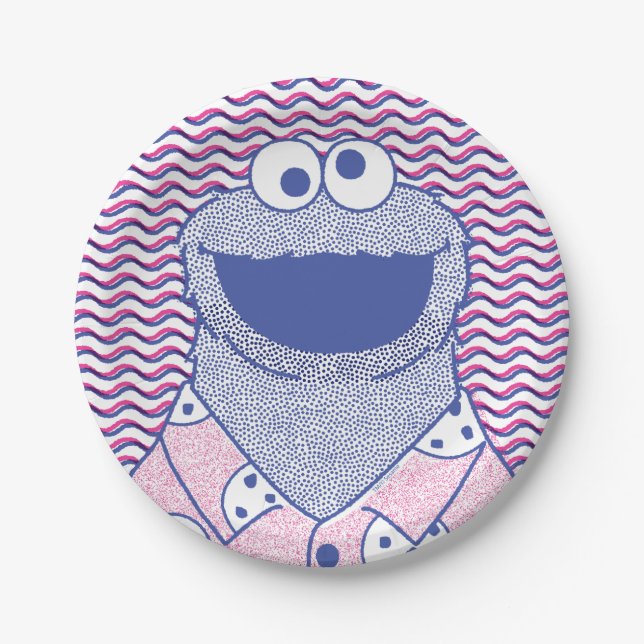 Assiettes En Carton Cookie Monster | Cookie Bouton Bas (Devant)