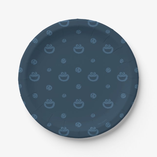 Assiettes En Carton Cookie Monster et Cookies Blue Navy Motif (Devant)