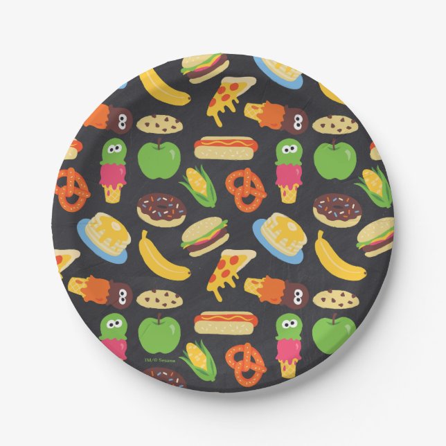 Assiettes En Carton Cookie Monster Foodie Truck Chalkboard (Devant)