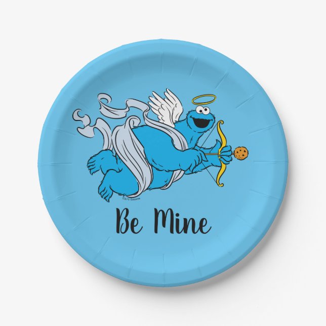 Assiettes En Carton Cookie Monster Valentine's Cupid (Devant)