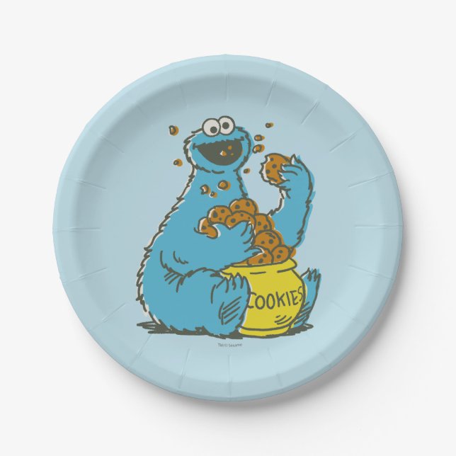 Assiettes En Carton Cookie Monster Vintage (Devant)