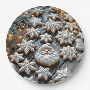 Assiettes En Carton Cookies De Sucre De Noël Agricole Sur Bois