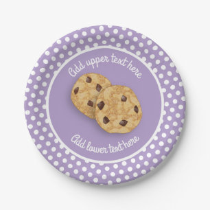 Assiettes En Carton Cookies et Polka Dot doux texte personnalisé lilas