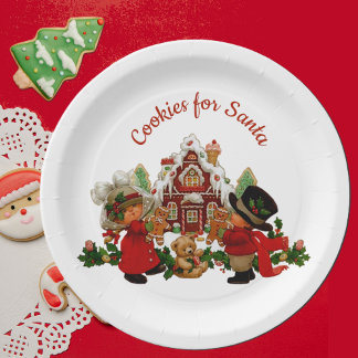 Assiettes En Carton Cookies pour Père Noël Gingerbread House