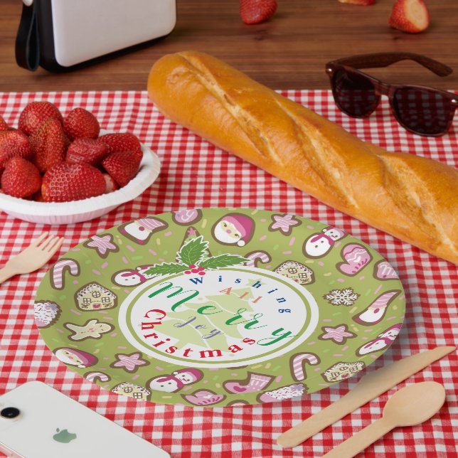 Assiettes En Carton Cookies Vert Noël (Pique-nique)