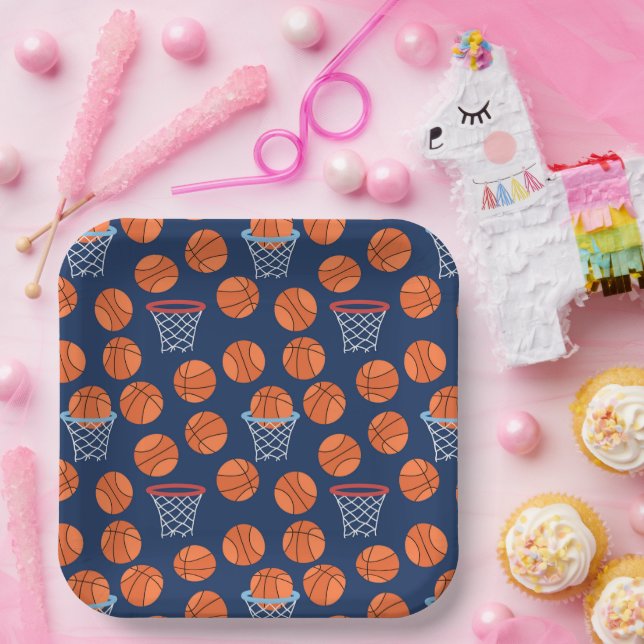 Assiettes En Carton cool Basketball sport carrelé  (Fête)