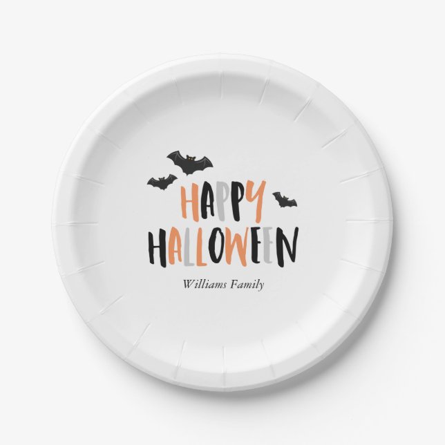 Assiettes En Carton Cool Bats Halloween (Devant)