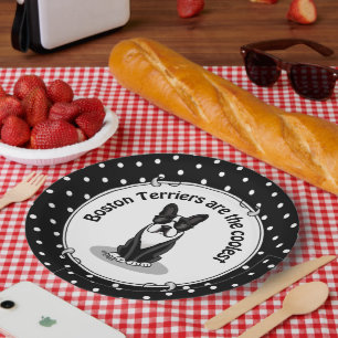 Assiettes En Carton Cool Boston Terrier Dog (noir) avec lunettes de so