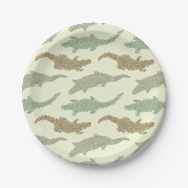 Assiettes En Carton Cool Camo Alligators - motif sans soudure. (Devant)