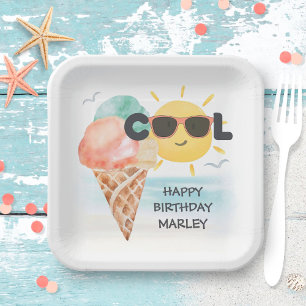 Assiettes En Carton Cool d'été Tropical Beach Ice Cream Anniversaire