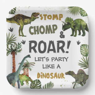 Assiettes En Carton Cool Dinosaures Jurassic Boy Anniversaire