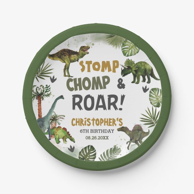 Assiettes En Carton Cool Dinosaures Jurassic Boy Anniversaire (Devant)