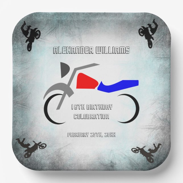 Assiettes En Carton Cool Dirt Vélo Masculine 16e anniversaire      (Recto)