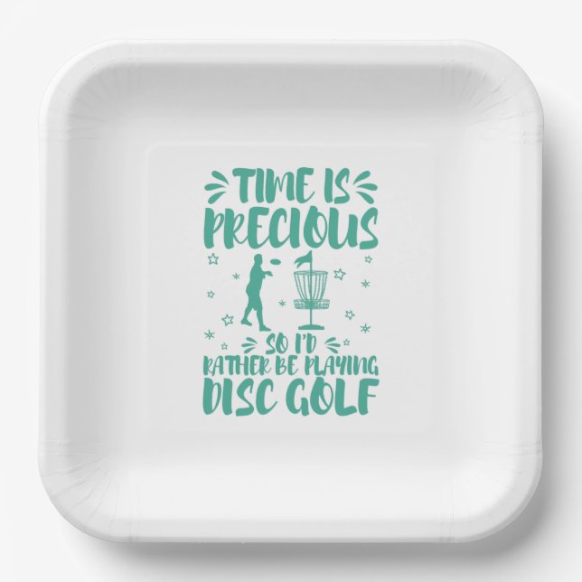 Assiettes En Carton Cool Drôle Je préfère jouer à Disc Golf (Recto)