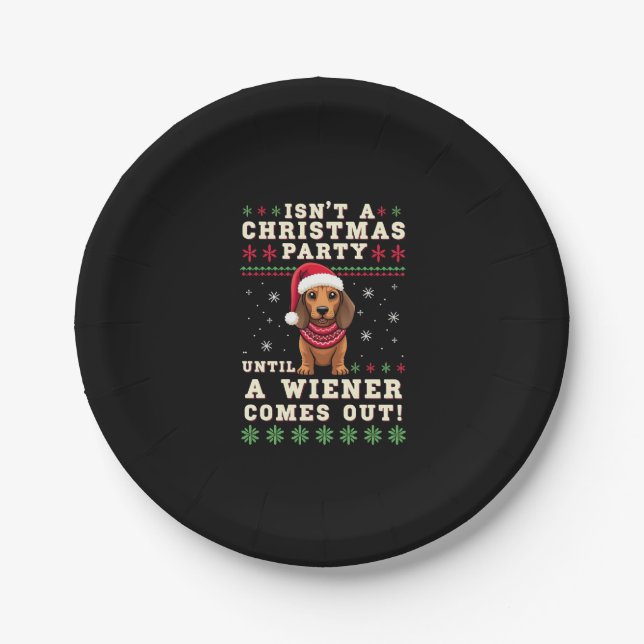 Assiettes En Carton Cool Funny Wiener Dog Christmas Dachshund Holiday  (Devant)