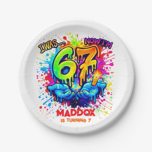 Assiettes En Carton Cool Graffiti Splatter 7th Birthday Party (Devant)