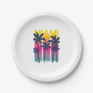 Assiettes En Carton Cool Miami Florida Graphic Design Tee - shirts, I