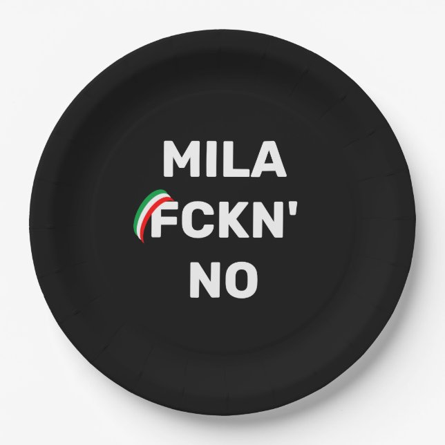 Assiettes En Carton Cool MILANO - Mila Fckn Non avec drapeau (Devant)