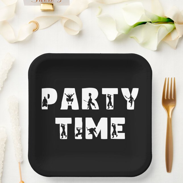 Assiettes En Carton Cool Ninja Guerrier enfant noir blanc fête d'anniv (Créateur téléchargé)