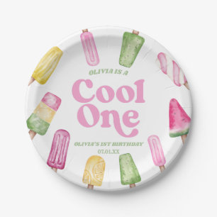 Assiettes En Carton Cool One Pink Retro Popsicle 1er anniversaire