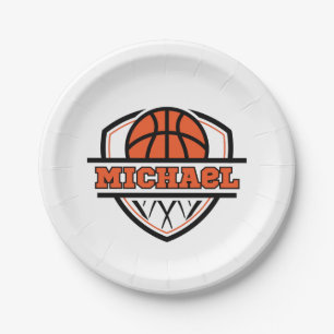 Assiettes En Carton Cool Orange Black Basketball Sports