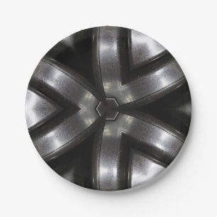 Assiettes En Carton Cool plaque de papier noir et argent motif
