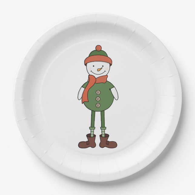 Assiettes En Carton Cool Snowman (Devant)