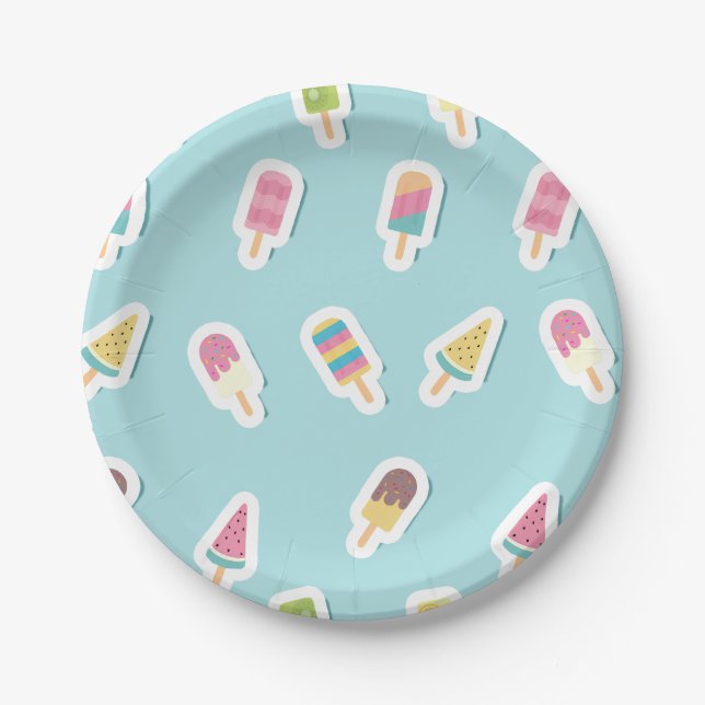 Assiettes En Carton Cool Summer Popsicle Anniversaire (Devant)