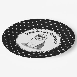 Assiettes En Carton Cool Vieux Chien à mouton anglais (Grey 1) Mignonn