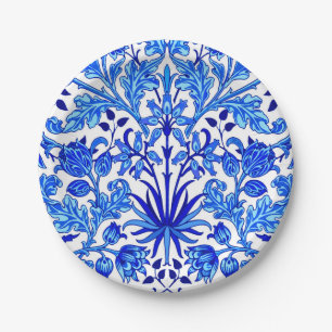 Assiettes En Carton Copie de jacinthe de William Morris, bleu de