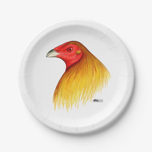 Assiettes En Carton Coq de combat doublé (Devant)