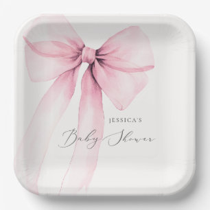 Assiettes En Carton Coquette Aquarelle Bow rose Baby shower Papier Pla