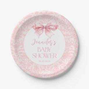 Assiettes En Carton Coquette Blush Pink Bow Baby Girl Douche