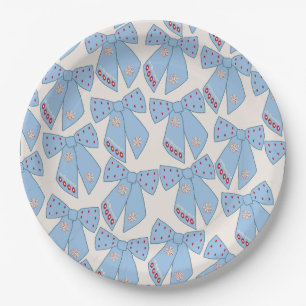 Assiettes En Carton Coquette Bows Bleus