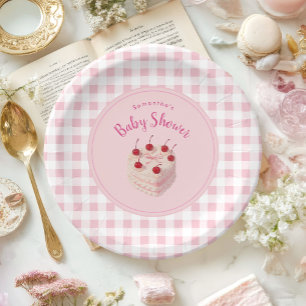 Assiettes En Carton Coquette Cerise sur le Baby shower Top Cake