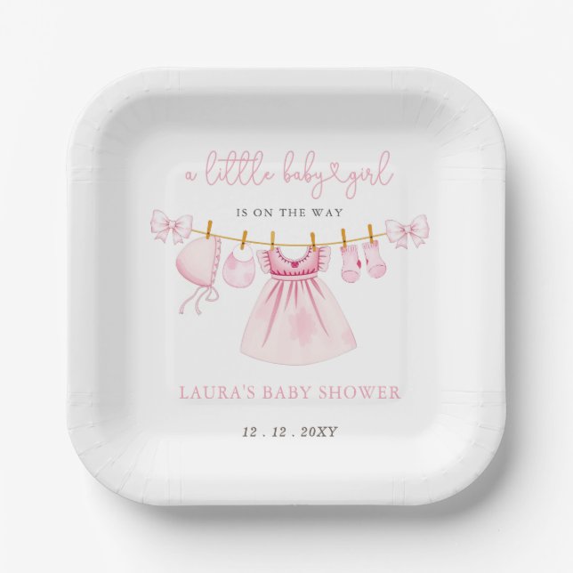 Assiettes En Carton Coquette Coquette Bow Girl Baby shower (Recto)