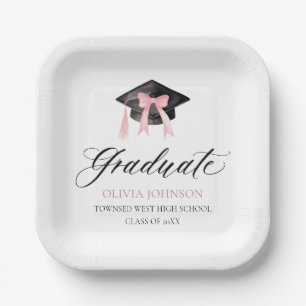 Assiettes En Carton Coquette de chou rose moderne Diplômé