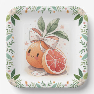 Assiettes En Carton Coquette de pamplemousse de petite cutie