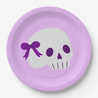 Assiettes En Carton coquette halloween joli noeud crâne