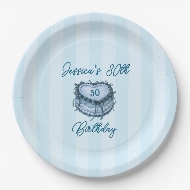 Assiettes En Carton Coquette Heart Birthday Cake Paper Plate (Devant)