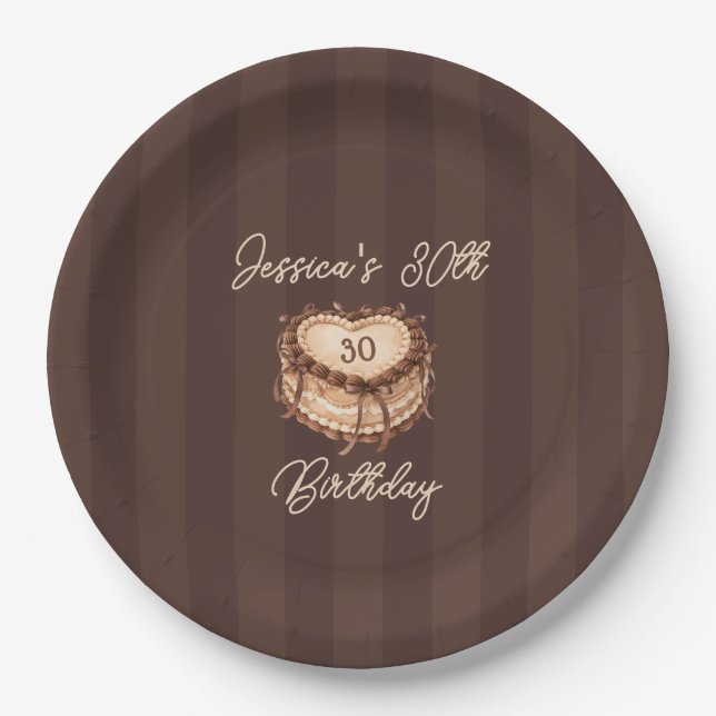 Assiettes En Carton Coquette Heart Birthday Cake Paper Plate (Devant)