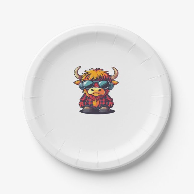 Assiettes En Carton Coquette Highland Cow Bubblegum Tshirt Design, Hol (Devant)