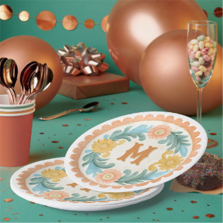 Assiettes En Carton Coquette Monogramme Talavera Mexicaine