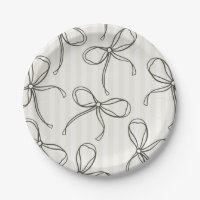 Coquette Noire Bow Beige Striped Table Décor