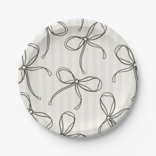 Assiettes En Carton Coquette Noire Bow Beige Striped Table Décor