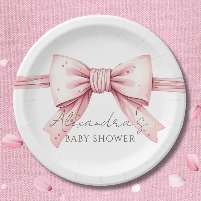 Assiettes En Carton Coquette Pink Bow Baby Douche (Créateur téléchargé)