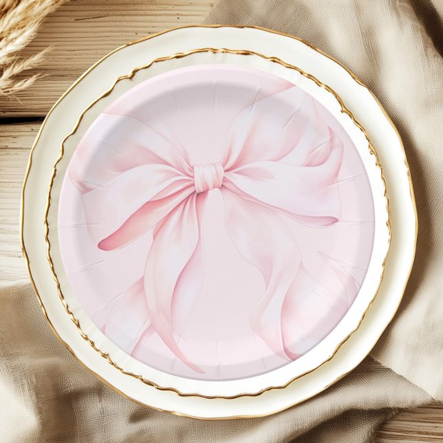 Assiettes En Carton Coquette Pink Bow Paper Napkin (Créateur téléchargé)