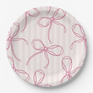 Assiettes En Carton Coquette Rose Bow Pastel Décor De Table Boutonnée